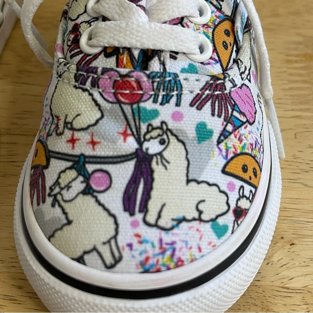 Vans Toddler Llama Taco Party Print Lace Up Athletic Sneakers Size 7.0